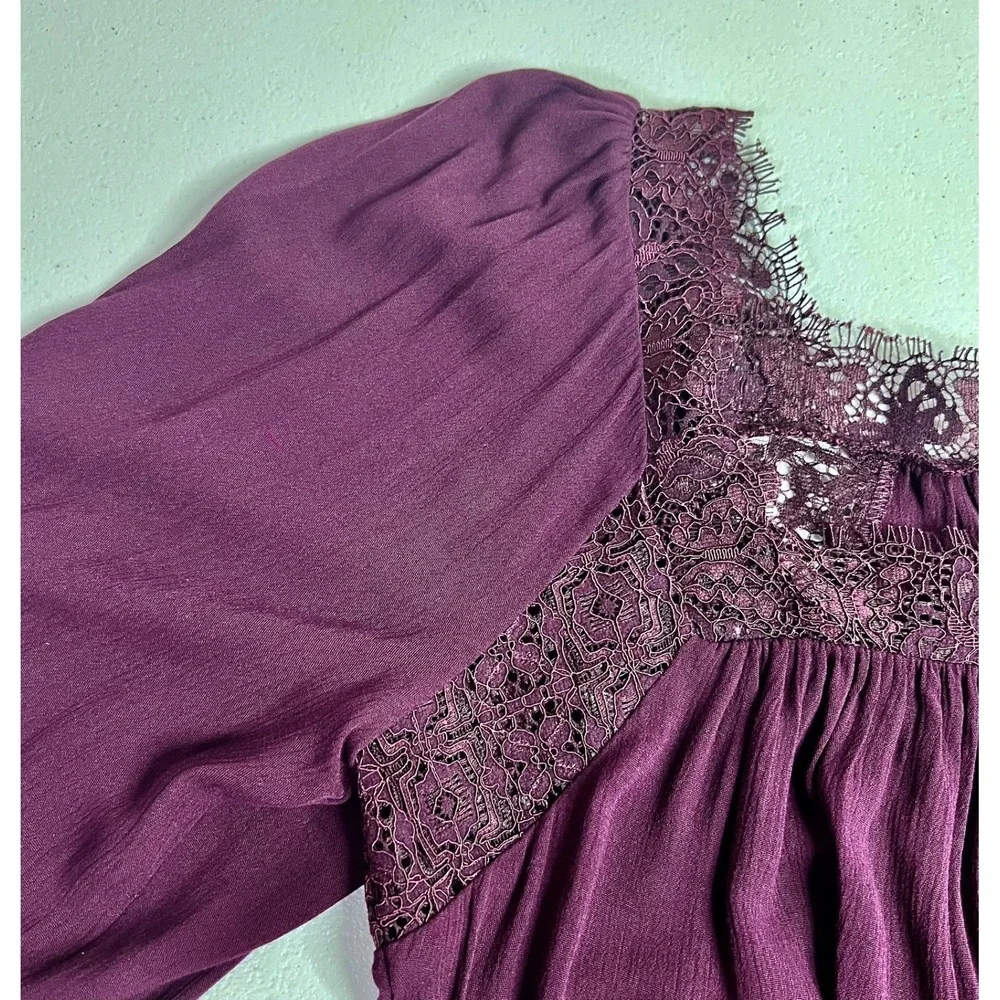 Free People Flutter By Lace Blouse Purple Small